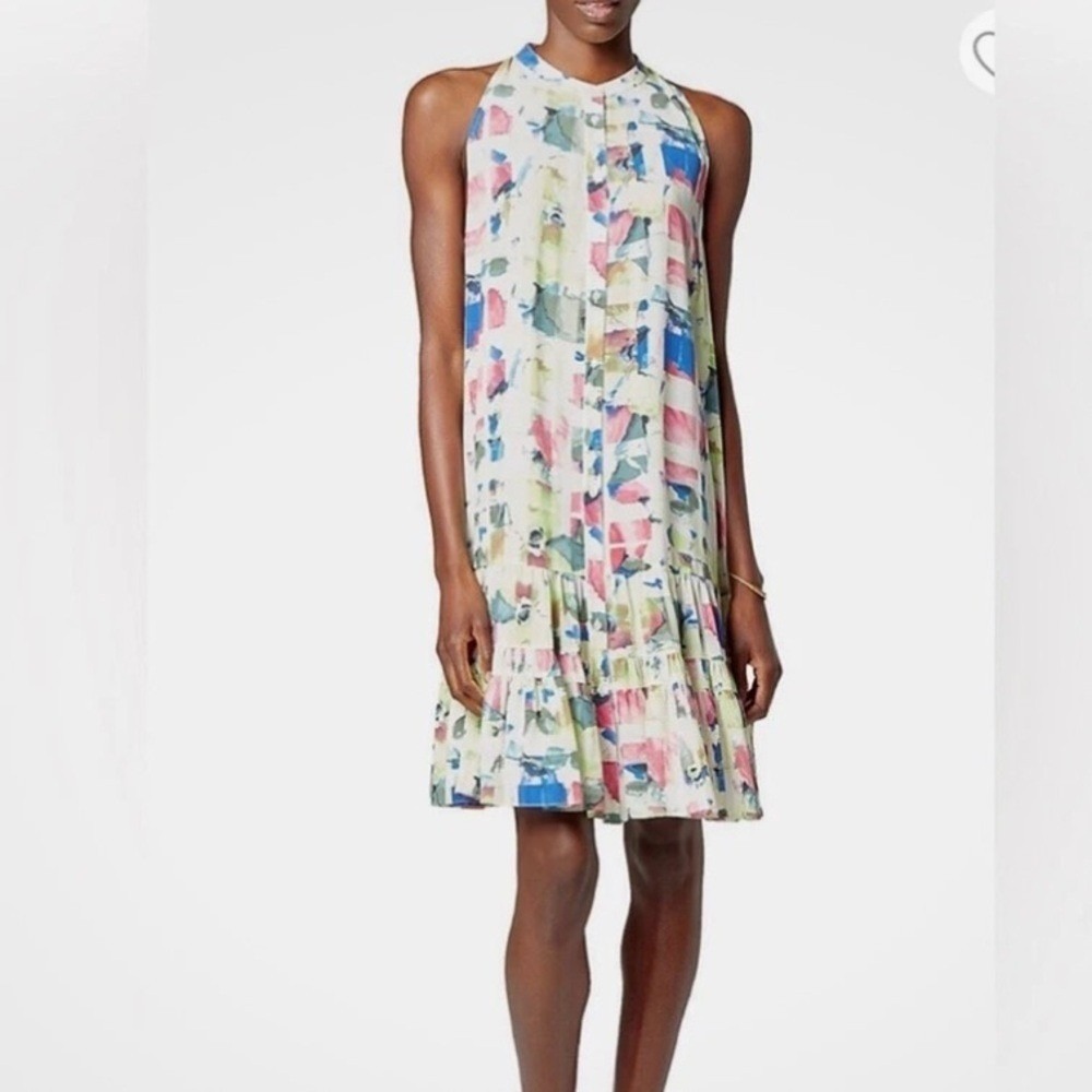 JOIE | Hayden Abstract 100% Silk Print Sleeveless Button Front Mini Dress, S